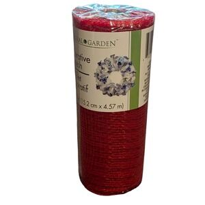 Floral Garden Red Decorative Mesh Ribbon 6‎ Inch x 5 Yards for Wreaths Crafts